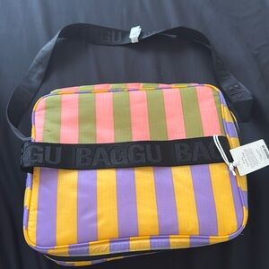BNWT BAGGU Puffy Cooler Bag in Sunset Quilt Stripe